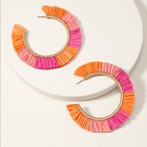Stella and Dot Ombré Raffia Hoop Earrings